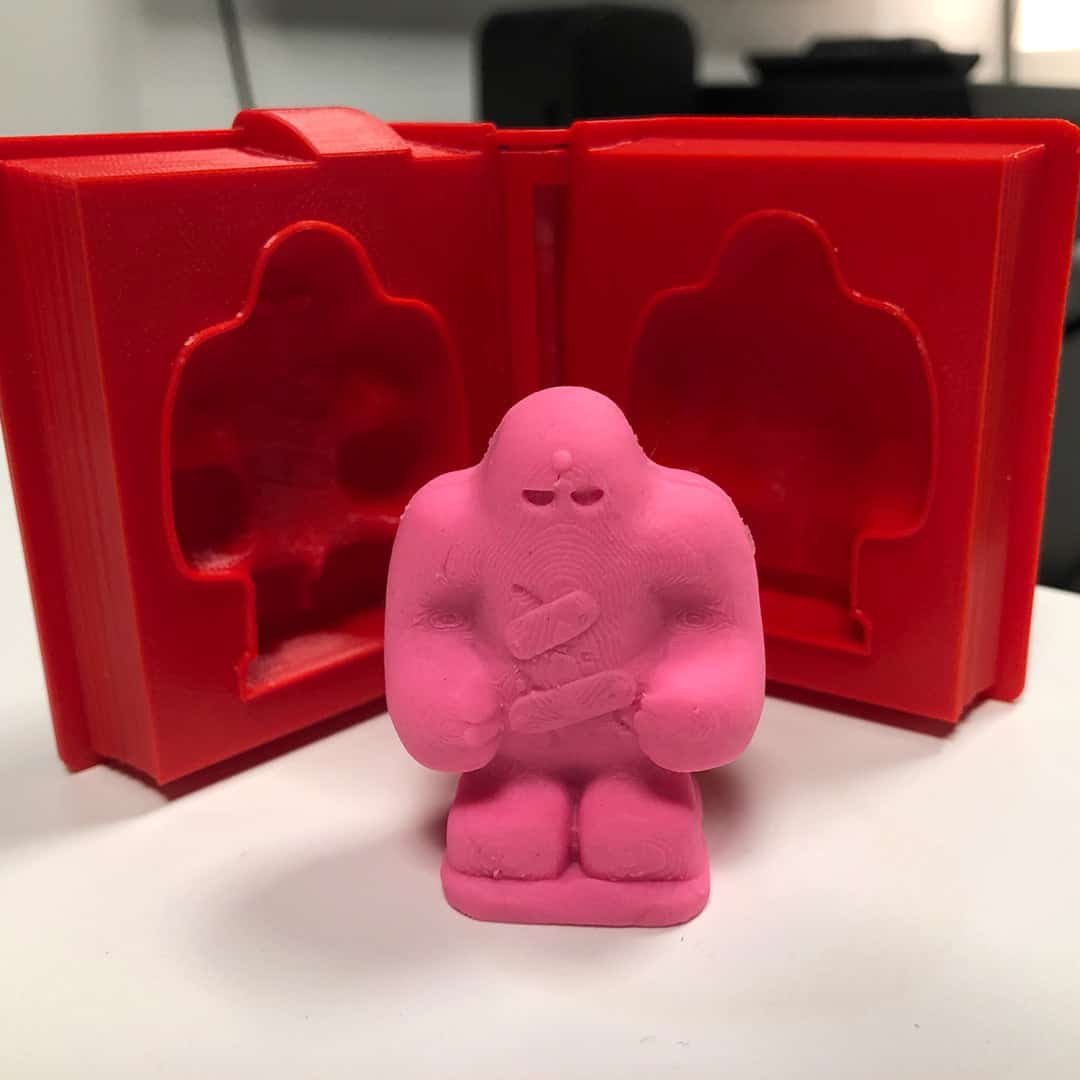 A golem monster made from play doh molded from a 3D printed spellbook toy for the warhammer like wargame Necromolds.